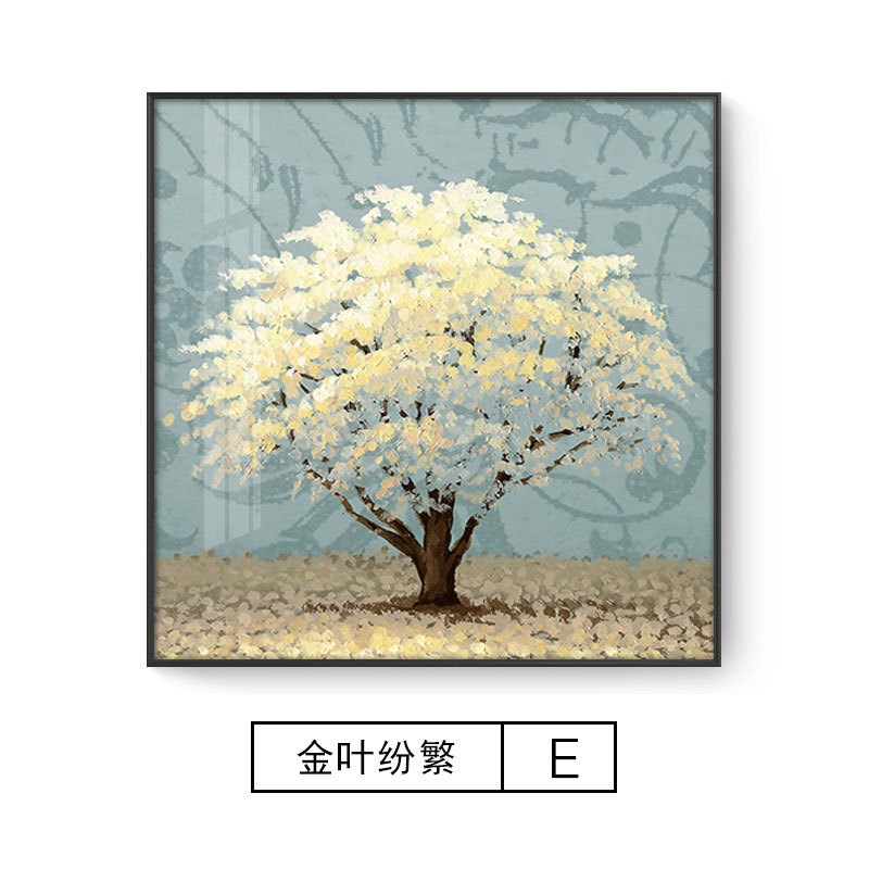 新中式餐厅装饰画饭店客厅墙简约挂画玄关过道走廊抽象发财树壁画图片