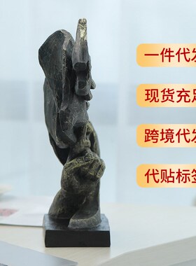 创意三不人脸面具树脂摆件沉默是金办公室家居装饰摆件树脂工艺品