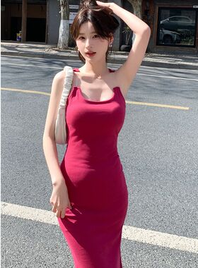 孕妇连衣裙夏装隐形肩带弹力辣妈紧身吊带裙纯欲风中长夏款裙子女