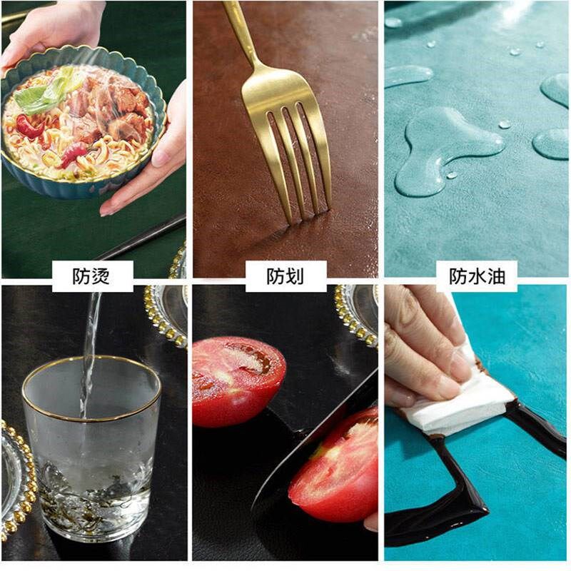 新品防水防油茶几桌布罩套新款油蜡皮PU桌垫免洗防烫防滑蕾丝防尘