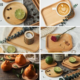 美食拍照道具盘子摄影拍摄背景摆件产品静物首饰饰品日式实木托盘