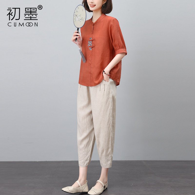 热销棉麻套装女2024新款夏装搭配一整套时尚妈妈新中式国风早秋两