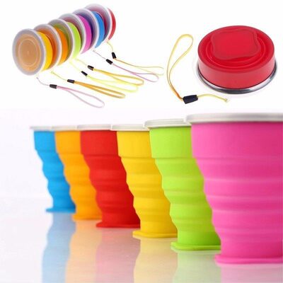 网红1Pc 200ml/240ml Portable Silicone Retractable Folding Cu