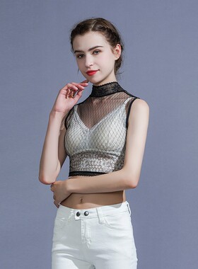 蕾丝半高领假领子女百搭假领配毛z衣2021新款春夏秋冬打底背心内