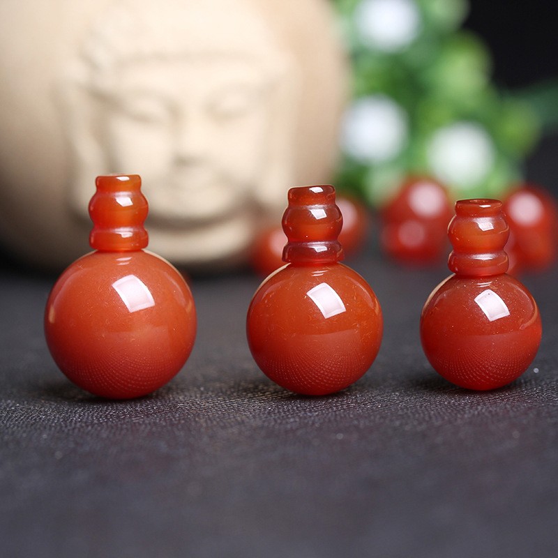 小众高货天然红玛瑙三通佛头DIY水晶饰品配件佛珠手串佛头圆珠三