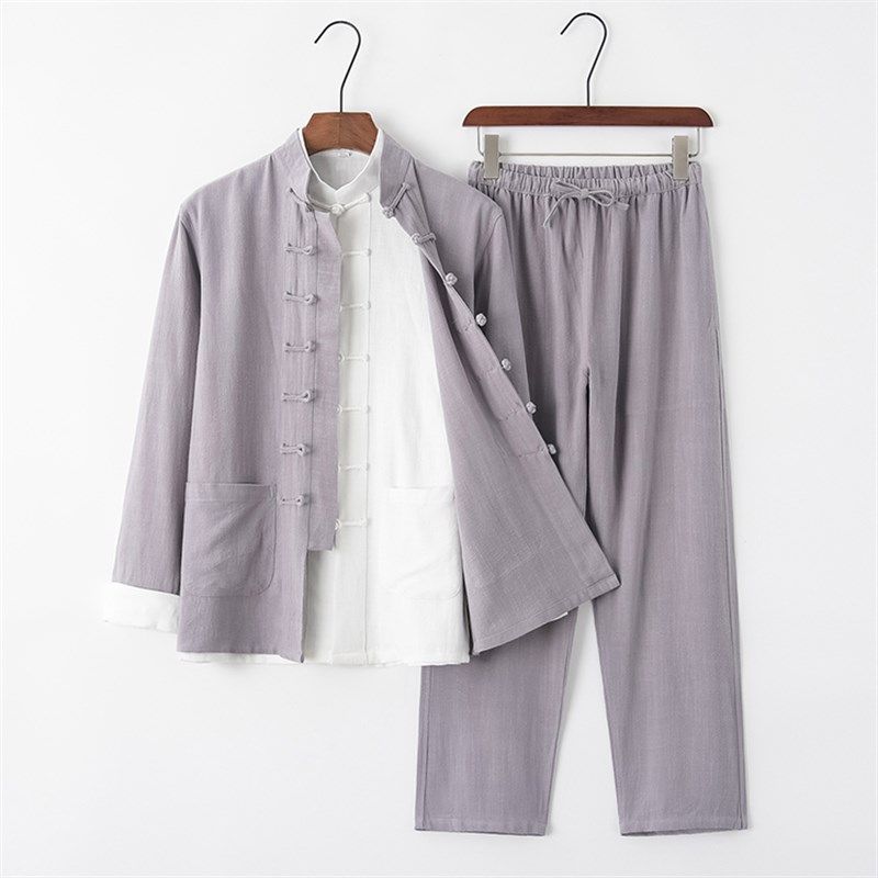 中国风唐装麻类h三件套男士长袖中式汉服休闲男装夏季薄款上太极,男装,唐装,淘宝优惠券,粉丝福利购,淘宝优惠卷