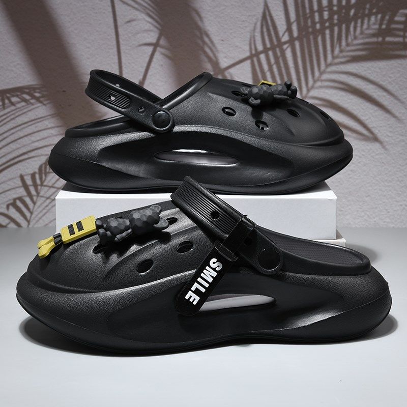 夏季洞洞鞋男厚底运动网红外穿休闲防滑耐磨新款潮男包头拖鞋男,流行男鞋,包头拖,淘宝优惠券,粉丝福利购,淘宝优惠卷