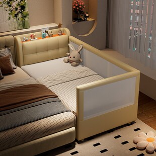 儿童拼接床加宽床储物透气带护栏男孩女孩公主床婴儿床大床边小床