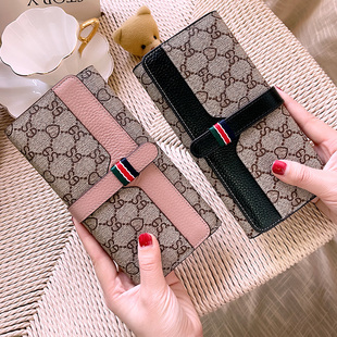 抽绳钱包女士精致2022新款时尚简约印花卡包小众设计皮夹长款