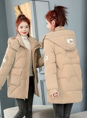 棉衣女中长款2024年冬季新款小个子爆款亮面羽绒棉服棉袄外套潮