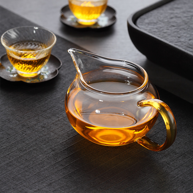 瑞禾祥玻璃公杯公道杯茶漏套装侧把分茶器加厚耐热大容量茶杯