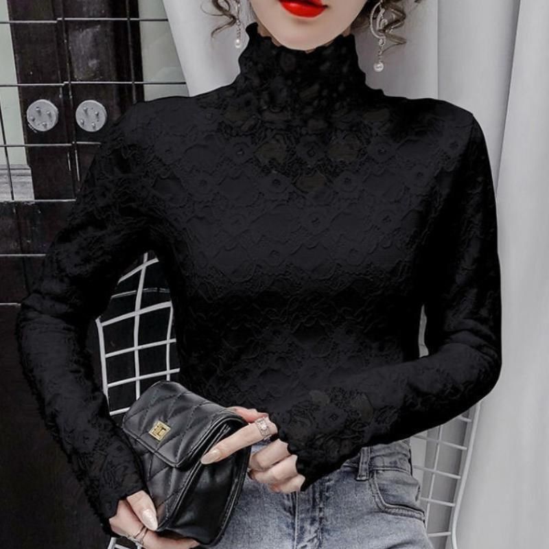 植绒加绒高领蕾丝内搭打底衫女装春秋新款洋气百搭长袖小衫上衣女,女装/女士精品,真丝上装,淘宝优惠券,粉丝福利购,淘宝优惠卷