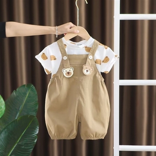 婴儿洋气夏季 急速发货 宝宝儿童套装 背带男女宝休 沫沫家 背带裤