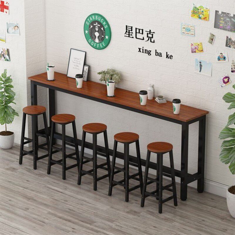 靠墙吧台桌家用窗边桌奶茶店高脚吧台长餐桌饭店桌椅长条桌窄桌子
