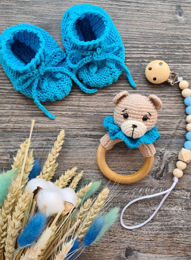 现货Baby Pacifier Clips Silicone Beads Wooden TeSething Chai