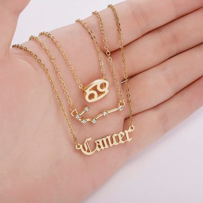 新品3pcs set Zodiac women necklace Personality new gift coup