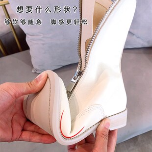 马丁靴女白色短靴子英伦风2022新款中筒guidi鬼帝前拉炼百搭倒靴