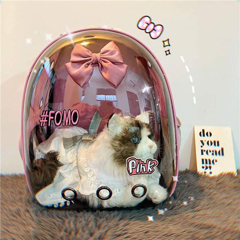猫包外出便携可爱个性狗狗透明粉色宠物背包双肩太空舱包猫咪用品-封面