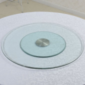 钢化玻璃家用圆桌转盘饭店餐桌饭桌圆形圆桌面加厚圆盘透明旋芳素