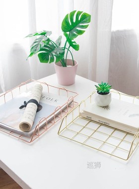 Golden Metal Document Tray Office Organizer Layered Paper St