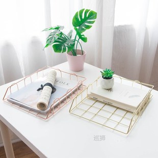 Golden Metal Document Tray Office Organizer Layered Paper St