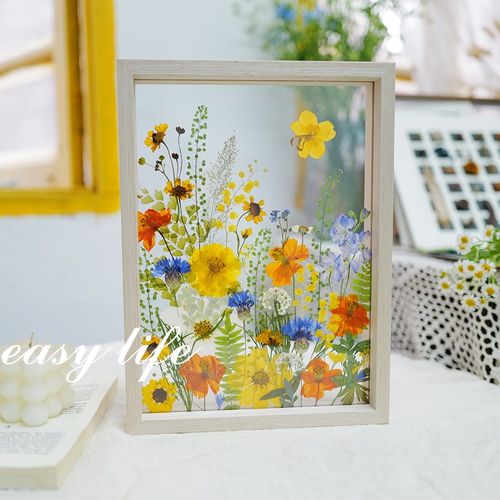 ins风押花相框 真花花朵压花玻璃画框软装摆件挂画生日乔迁礼物