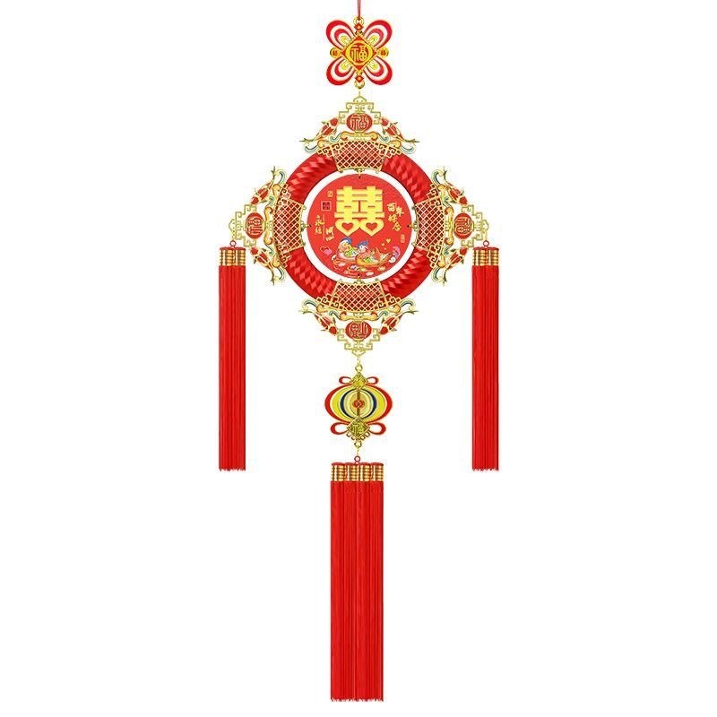 桃木中国结镇宅客厅高t档大号入户门玄关福字吉祥挂件乔迁画