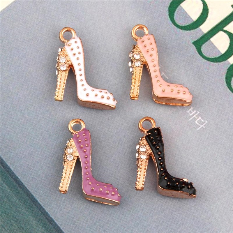 速发10Pcs Enamels High Heels Charms Making Women Shoe Pendan