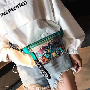 小众涂鸦卡通小包包女夏2023新款潮时尚腰包百搭单肩斜挎胸包