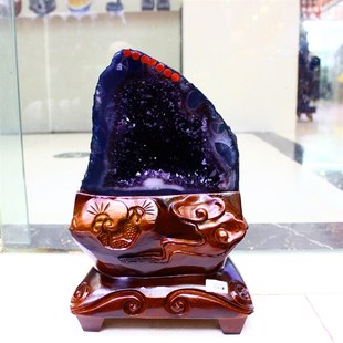 天然紫水晶洞摆件乌拉圭钱袋子聚宝盆消磁原石家居办公室开业礼品