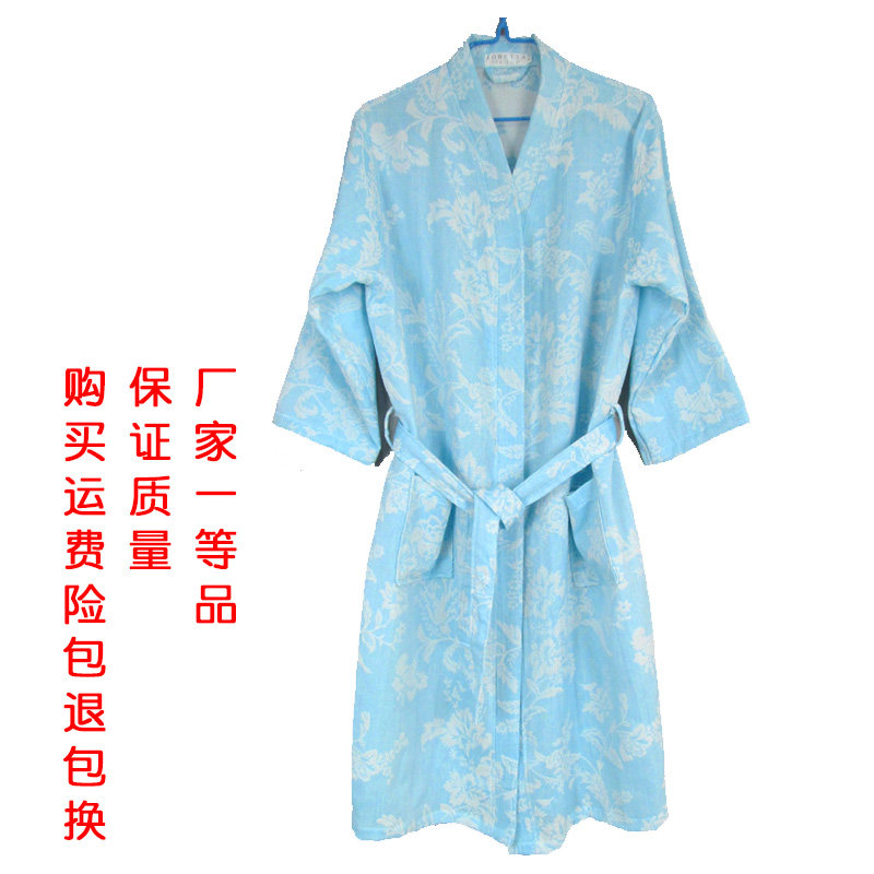 纱布布料浴袍男女夏情侣薄浴衣柔软吸水不掉毛睡袍加肥汗蒸服