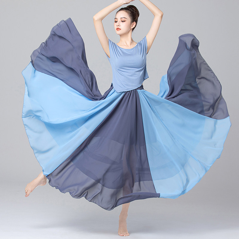 现货肚皮舞服装h古典大摆裙演出服套装雪纺飘逸舞蹈练功服表演出