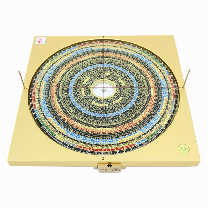 易仙强磁针8寸6综合34层激光罗盘精准指针铝合金色三元三合盘摆件