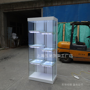 家用手办b展示柜实木小型玻璃门动漫模型奖杯展柜带灯产品橱窗柜