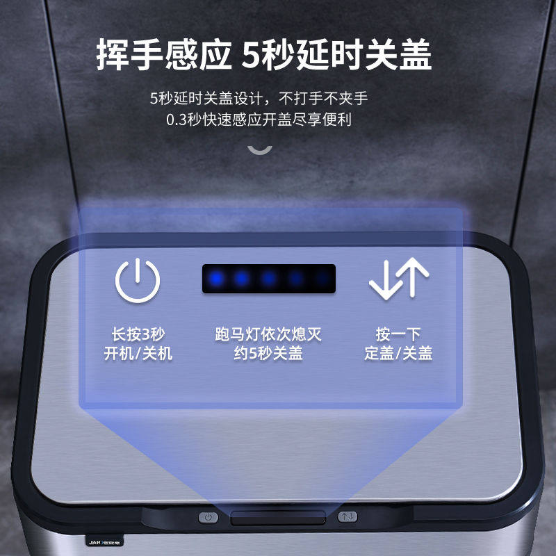 【高脚垃圾桶】智能感应分类家用厨房客厅办公室不锈钢带盖大容量