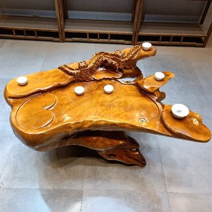 根雕茶台整体阳台原木特大小号天然实木客厅茶艺桌椅楠木树根雕刻