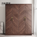 黑胡桃木衣柜全实木卧室家具四门大衣橱简约复古储物柜子独立衣柜