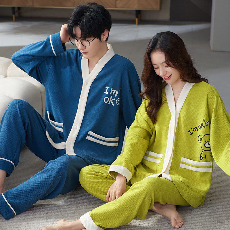 2套价 情侣睡衣春秋款长袖开衫可外穿一男一女秋冬家居服套装,女士内衣/男士内衣/家居服,睡衣/家居服套装,淘宝优惠券,粉丝福利购,淘宝优惠卷