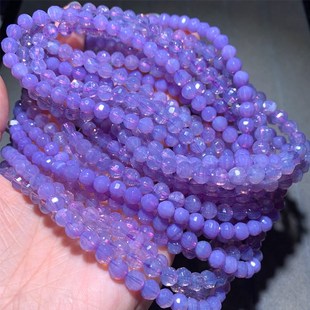 天然冰透紫玉晶果冻感刻面三圈手链紫水晶女梦幻紫甜美饰品送礼物