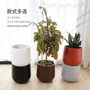 酒杯新款 特大号北欧简约环保绿萝植家用镁泥花器 水泥创意花盆个性