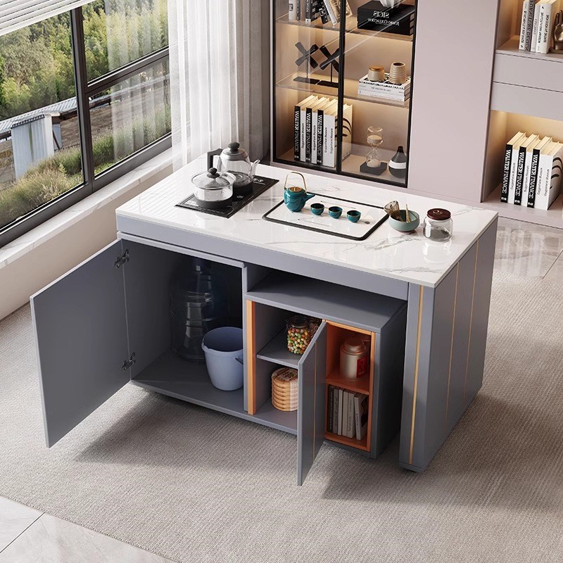 阳台茶车可旋转家用小茶台客厅小型可移动茶桌椅组合岩板泡茶桌子