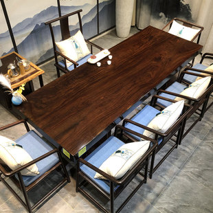 非洲黑檀大板实木茶桌茶台茶板1米8原木桌子工作台新中式 办公家具