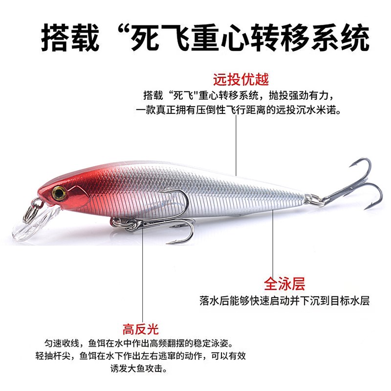 死飞悬停米诺远投悬浮路亚假饵钓翘嘴鲈鱼鳜鱼刀银淡水路亚饵通杀