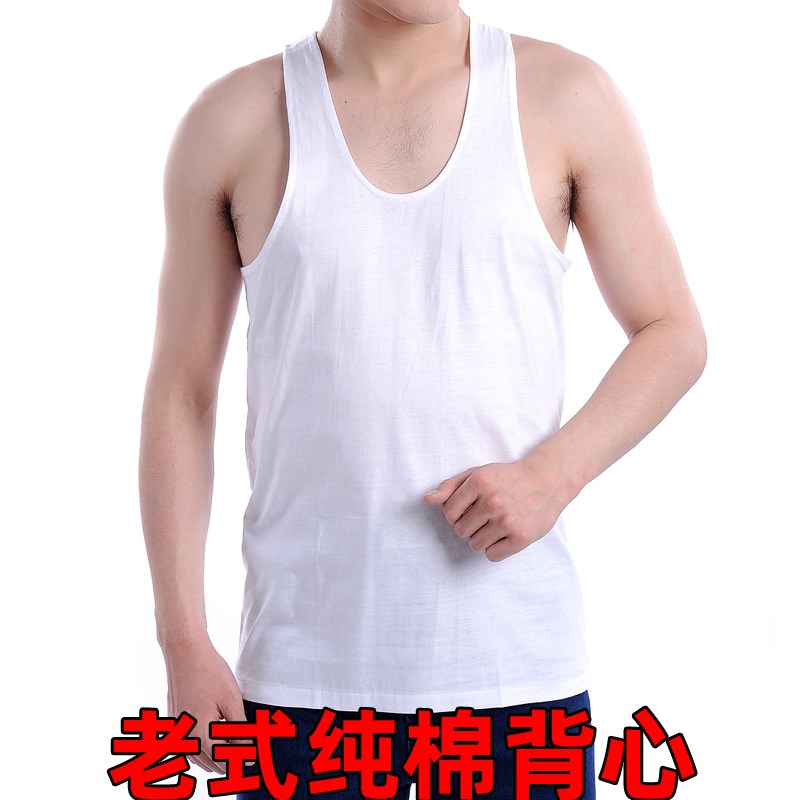 全棉跨栏背心中老年纯棉汗衫男大码E宽松无袖爸爸装吊带老头衫老