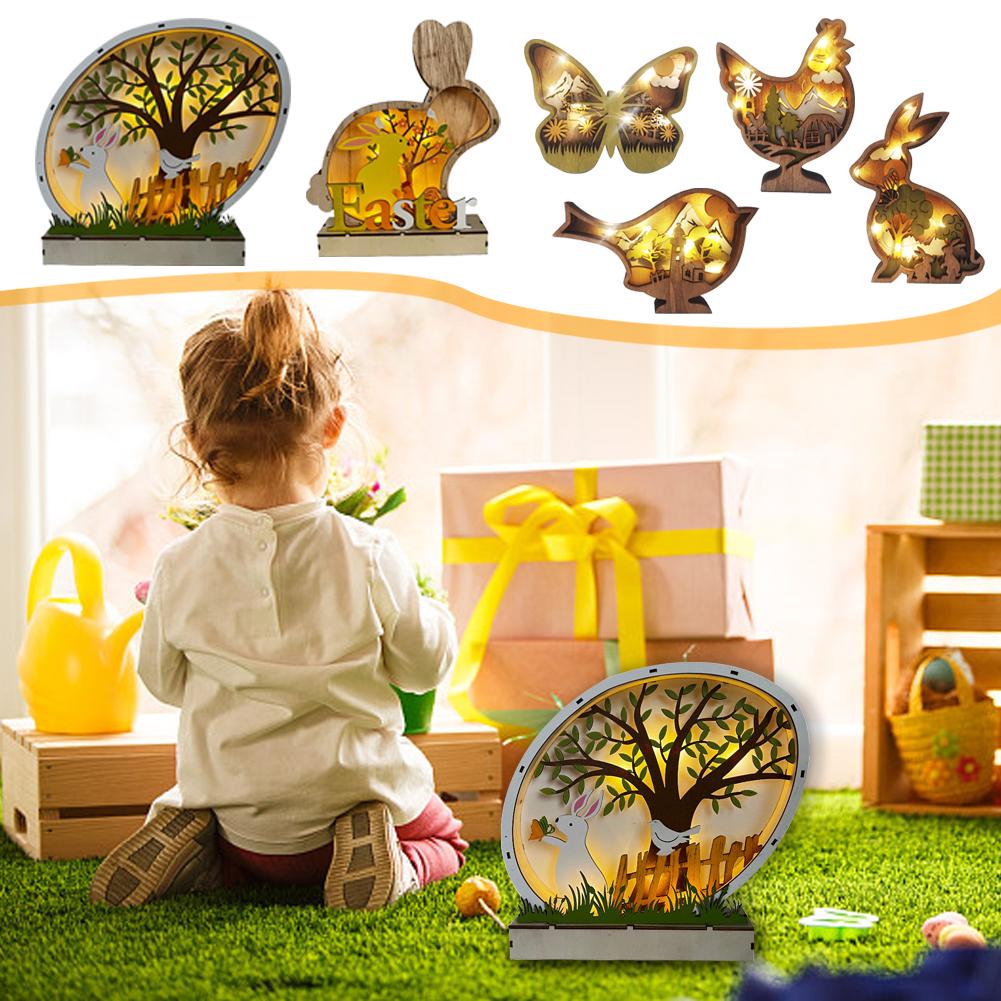 网红2023 New Easter Decoration For Home Wooden Easter Bunny