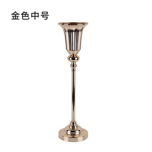 婚庆道具电镀铁艺路引婚礼布置金色花器家居O餐桌插花装饰花瓶摆