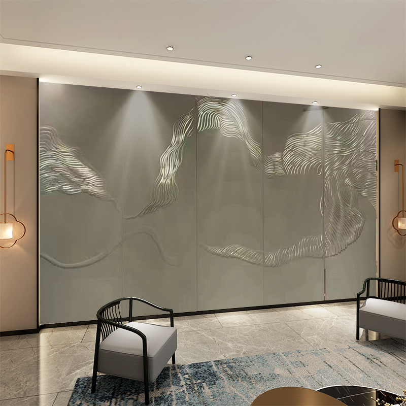 皮雕背景墙轻奢护墙板硬包背景墙电视沙发客厅床头软包中式画浮雕