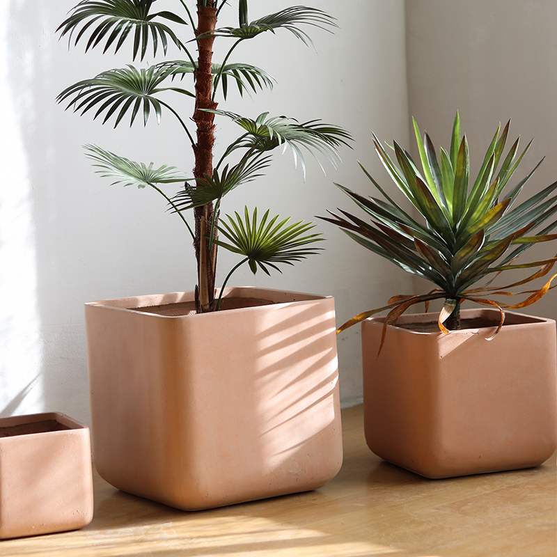 方形多色大号花盆仿水泥高款绿植花器落地摆放现代简约北欧风格