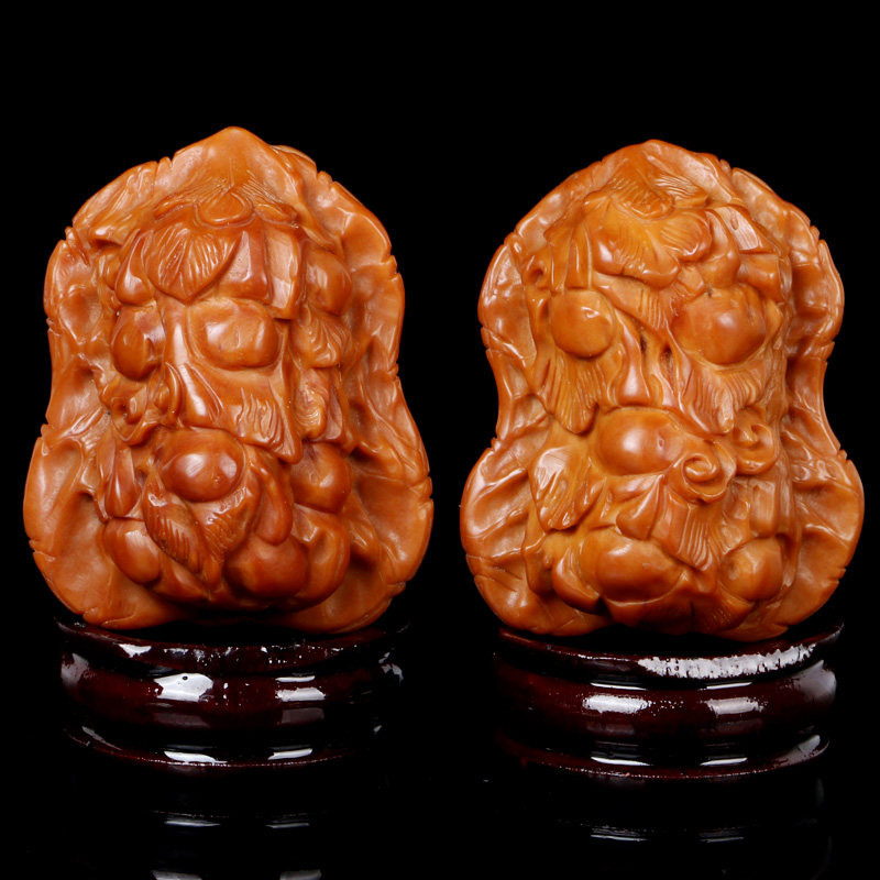 新品文玩核桃雕刻福禄万代葫芦型花生异形盘完手把件狮子头手捻葫