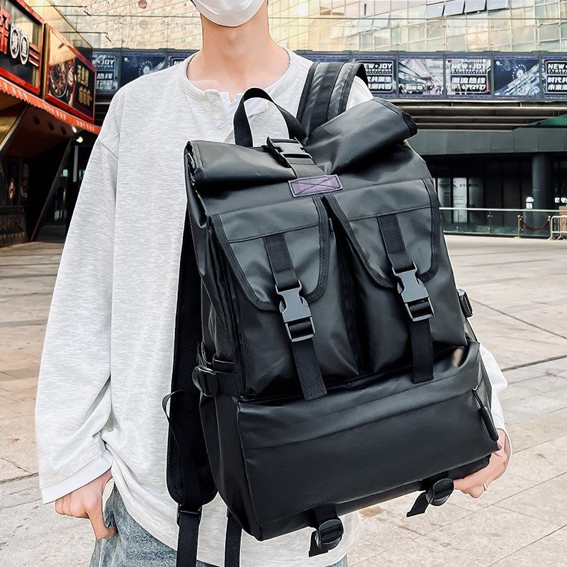 大容量双肩包男款骑行工装书包防水通勤男登山包旅行背包2025新款